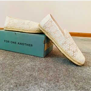 Toms Cream Espadrilles with Crochet Upper